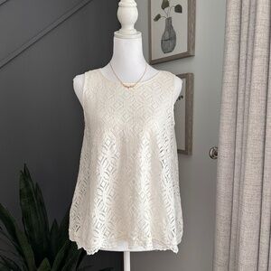 LOFT elegant chic coastal off white lace top Size XS